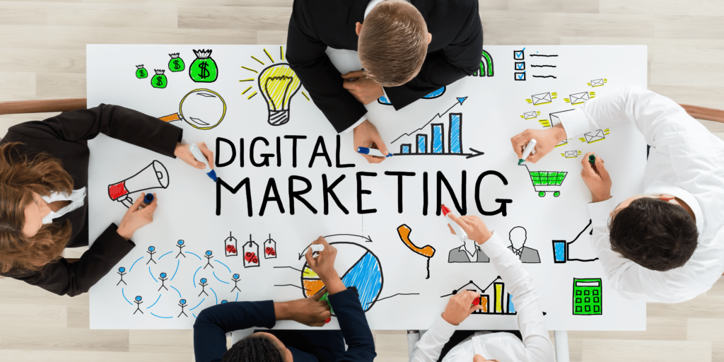 People in digital marketing consultant, working on digital marketing.