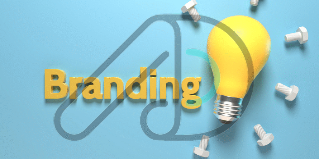 An illuminated lightbulb next to the word "Branding," symbolizing new ideas and creative brand development services.